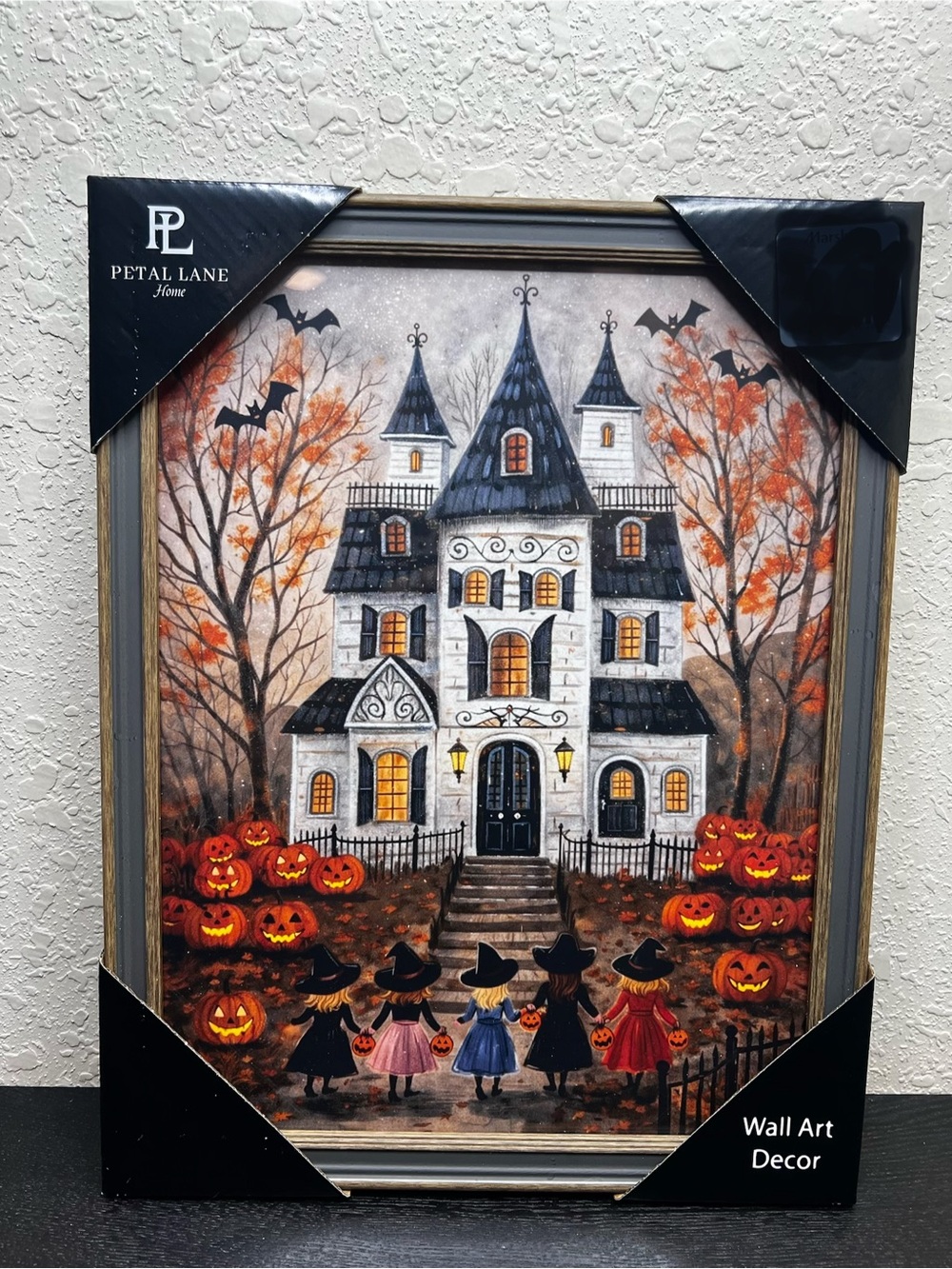NEW Petal Lane Halloween Haunted House Five Witches Framed Wall Art Decor